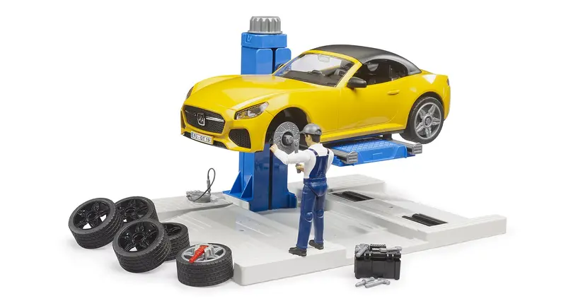 1/16 Bworld Car Service Center Playset – Includes Roadster Vehicle #62112