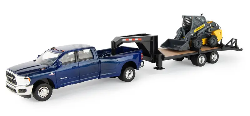 1/16 Scale Dodge Ram 3500 Dually with Gooseneck Flatbed & New Holland L230 Skid Steer #47269