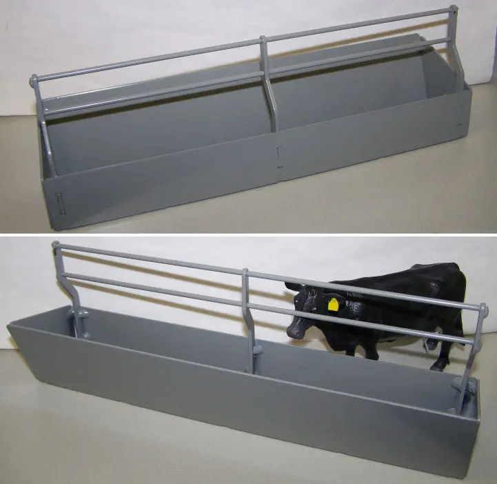 1/16 Scale Gray Fenceline Feed Bunk for Realistic Animal Care Scenes