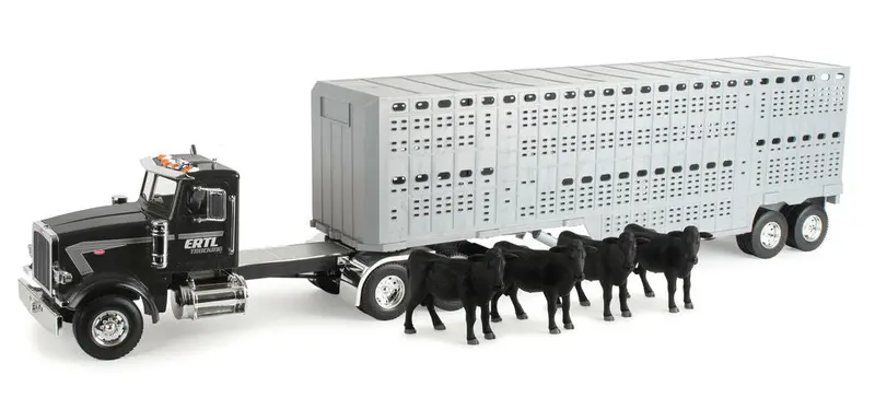 1/16 Scale Peterbilt Model 367 Semi with Detachable Livestock Trailer