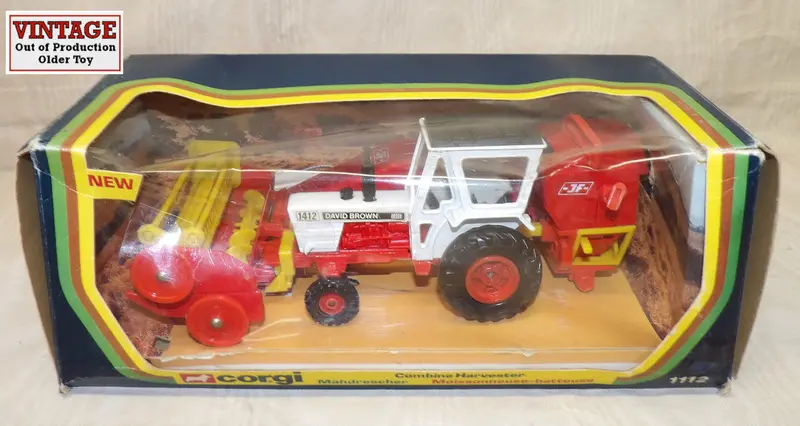 1/32 Scale #1112 David Brown 1412 Tractor with Combine Harvester – Poor-Quality Box, As-Is