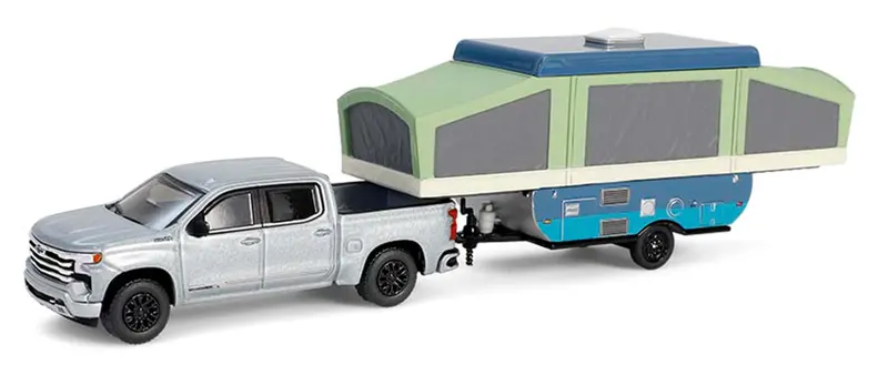 1/64 #32320-D 2024 Chevrolet Silverado High Country Pickup with Pop-Up Camper
