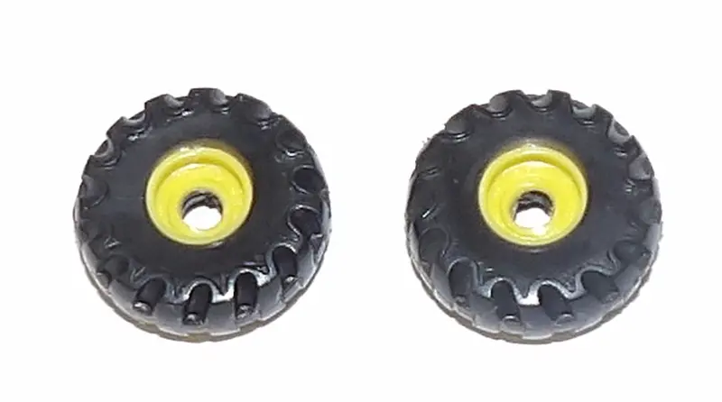 1/64 Plastic FWA Tires with Yellow Rims – 9/16″ x 1/4″