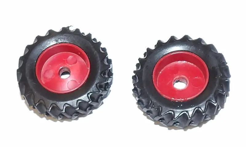 1/64 Plastic Rear Tires with Red Rims – 1 1/16″ x 5/16″