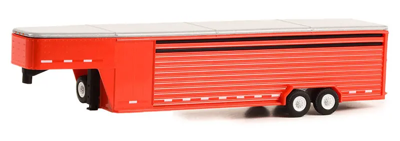 1/64 Red 26-Foot Continuous Slat Gooseneck Livestock Trailer Replica