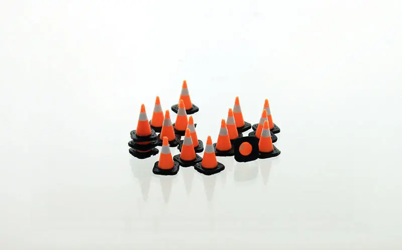 1/64 Scale Traffic Cone Set – Black, Orange, White (18-Piece)