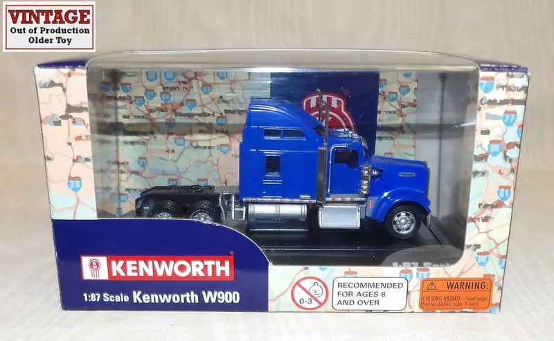 1/87 Blue Kenworth W900 Cab Model #62110N with Display Case