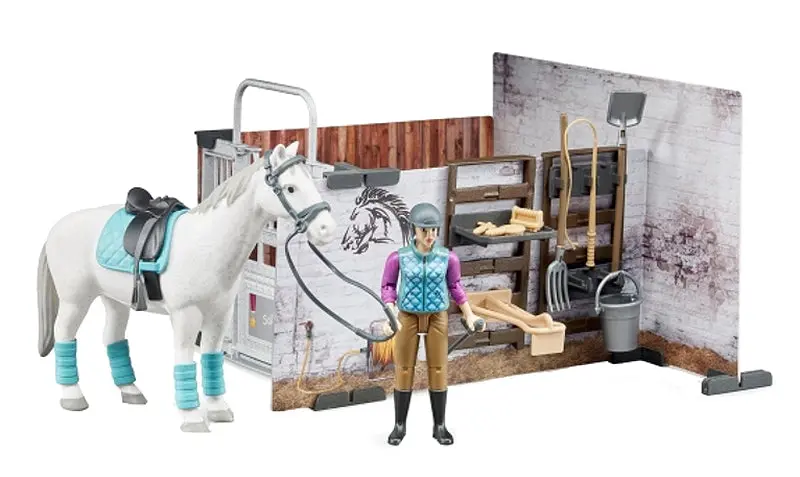 1:16 BWorld Horse Barn Playset – Modular Equestrian Building Kit