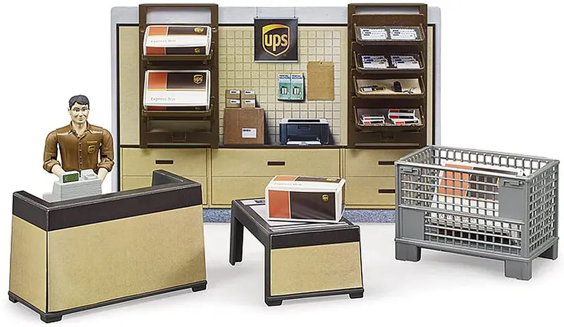 1:16 Bworld UPS Store Playset – Delivery & Retail Role-Play Kit