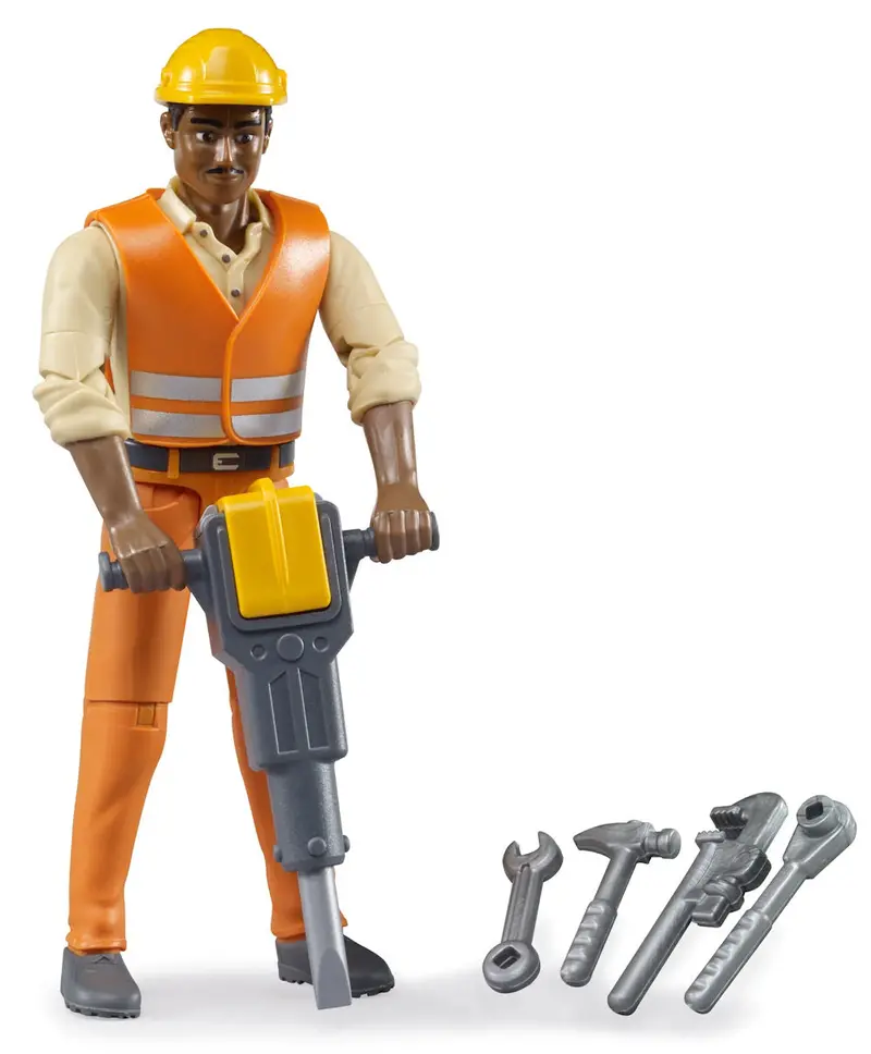 1:16 Construction Worker Figure with Accessories – Medium Skin Tone – #60021