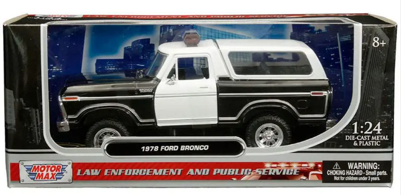 1:24 Black 1978 Ford Bronco Custom – Light Bar Variant Die-Cast Model