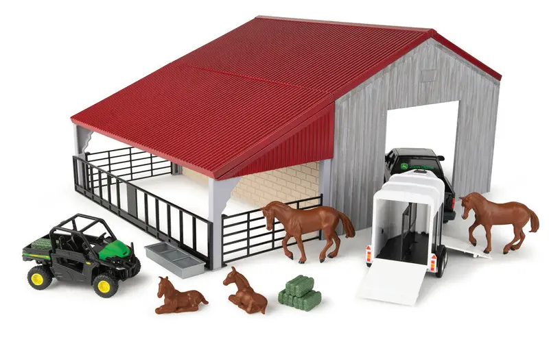 1:32 Weathered Barn Playset – John Deere Themed Farm Scene Kit