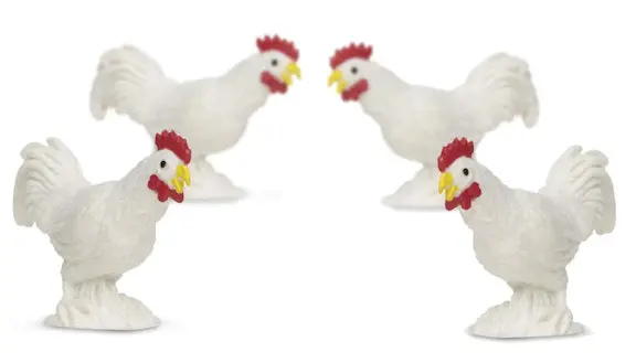 1:32 White Rooster Figurine Set – #347623
