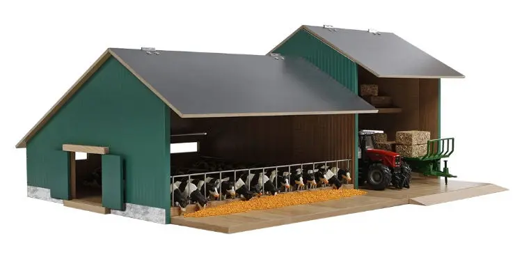 1:32 Wooden Cow Barn with Machinery Shed – Farm Playset
