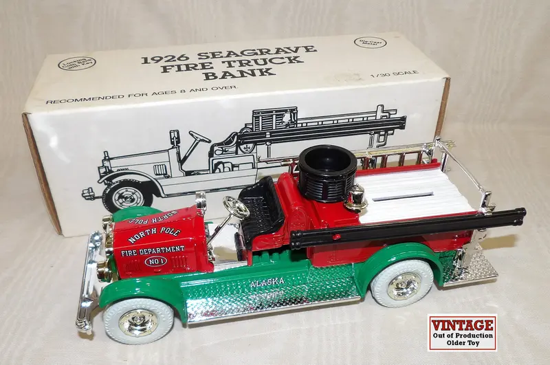 1926 Seagrave Fire Truck Bank – North Pole Fiore Department Theme, 1:30 Scale #2906