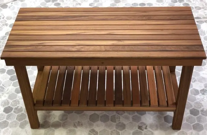 25″ x 14″ Heavy-Duty Teak Shower Bench – Space-Saving Size