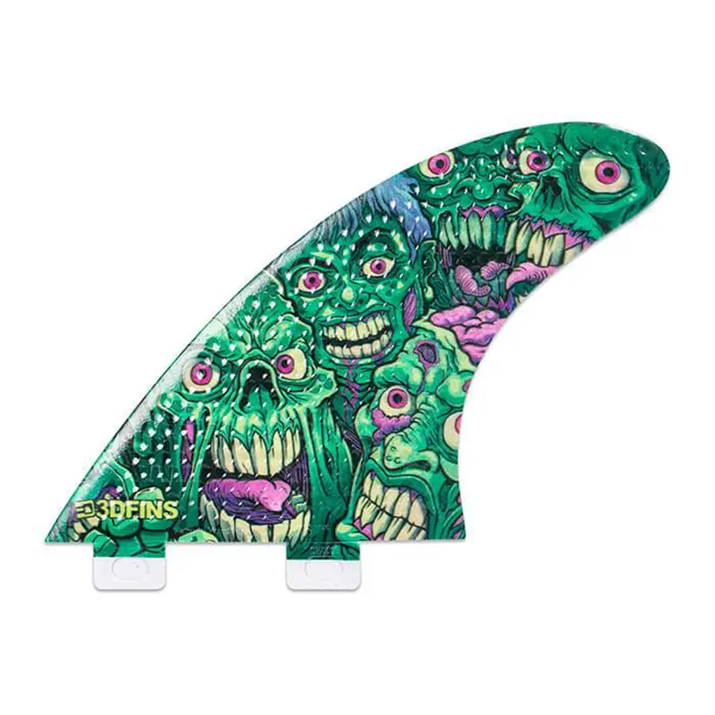 3D Fins All-Rounder Thruster Set – Large, Zombie Zone Theme (FCS1/Futures Compatible)