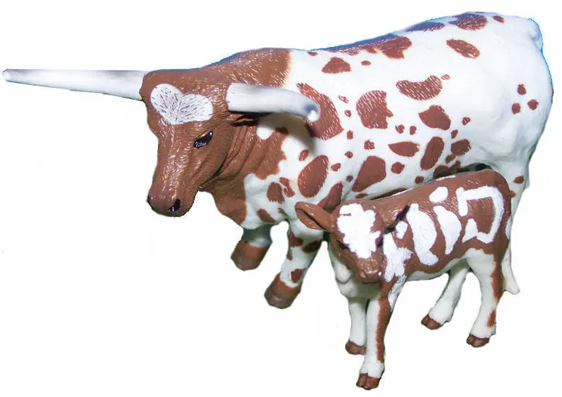 #405BC 1:20 Longhorn Cow and Calf Figure Set – Western-Themed Livestock Model