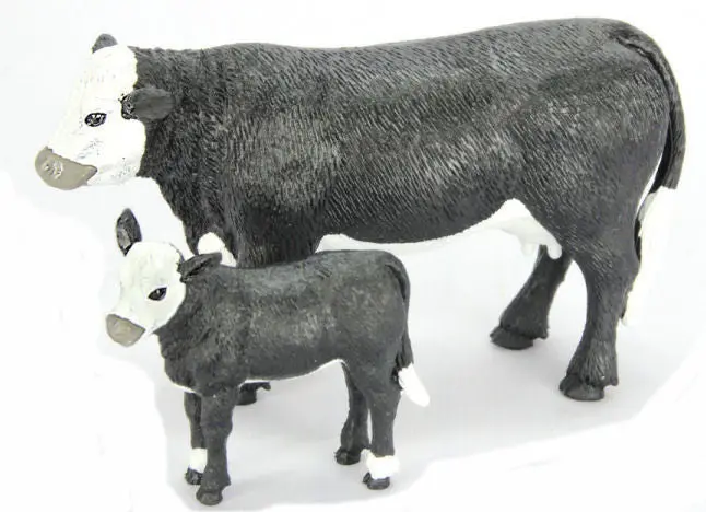#429BC 1:20 Black Baldy Cow and Calf Pair – Realistic Livestock Figure Set