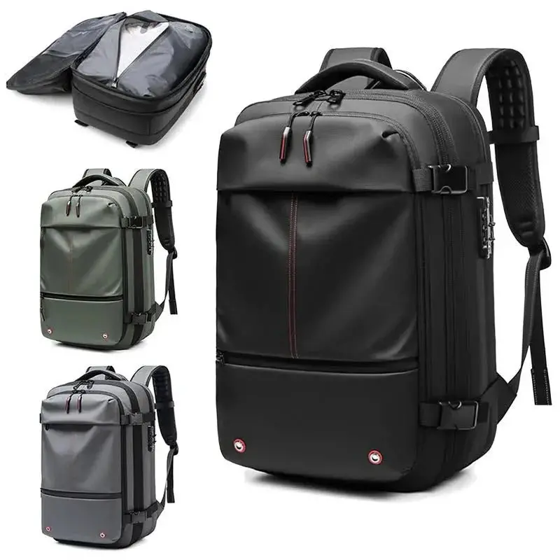 60L Vacuum-Compression Travel Backpack – Expandable Luggage Organizer