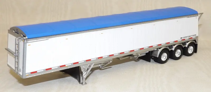 #621772 Lode King Tri-Axle Hopper Trailer – White & Blue, 1:64 Scale (No Box)
