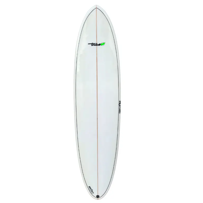 7ft 6in Southern Swells Round Tail Epoxy Longboard – Clear Finish with Fins