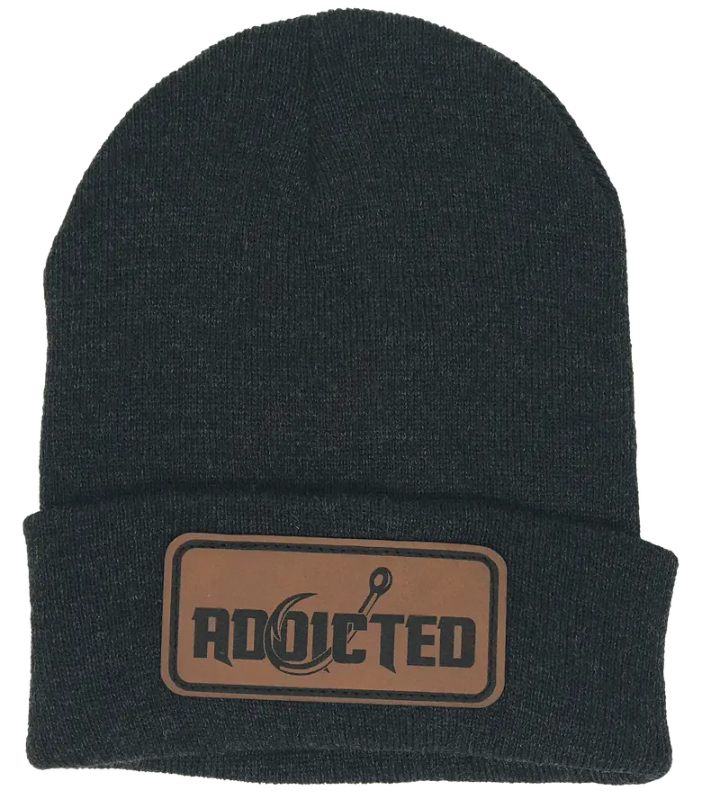 Addicted Classic Leather-Patch Beanie Cap