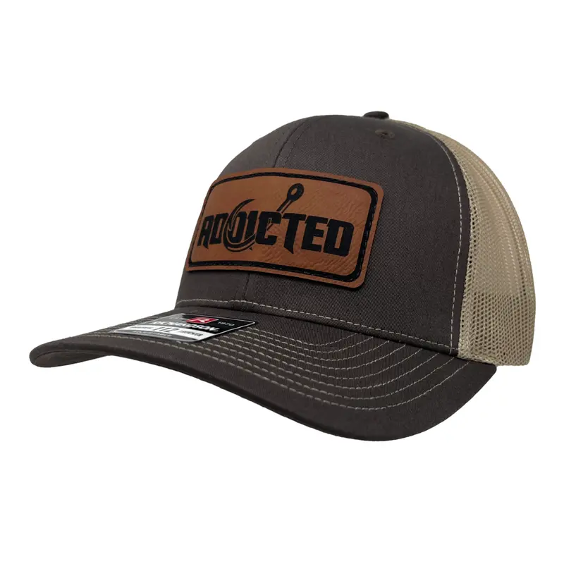 Addicted Classic Leather Patch Trucker Hat – Vintage-Inspired Cap