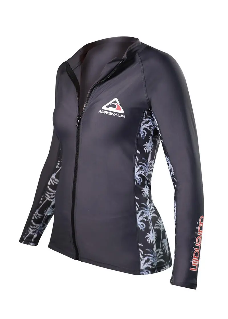 Adrenalin Women’s Long-Sleeve Zip-Front Rash Guard Shirt