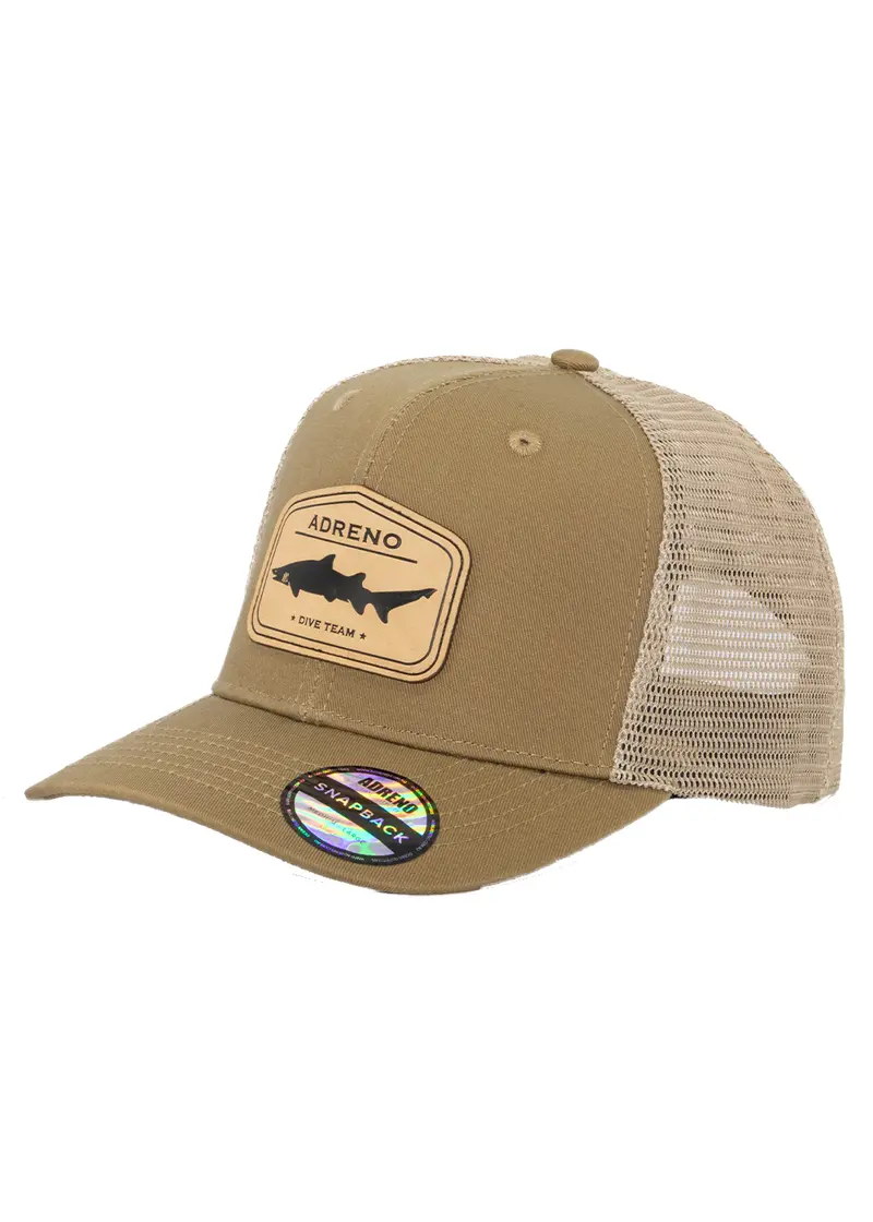 Adreno Surge Trucker Cap – Leather Shark Badge Embroidery