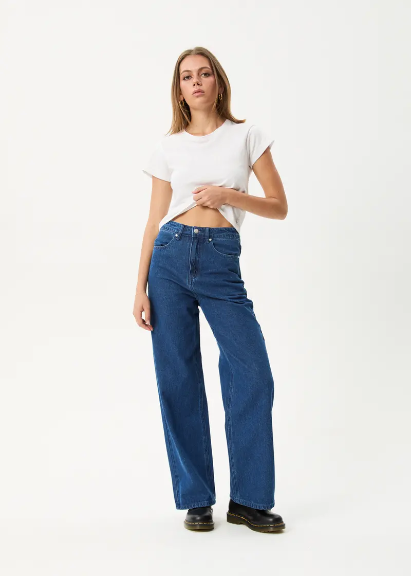 Afends Bella Wide-Leg Baggy Jeans – Distressed Denim