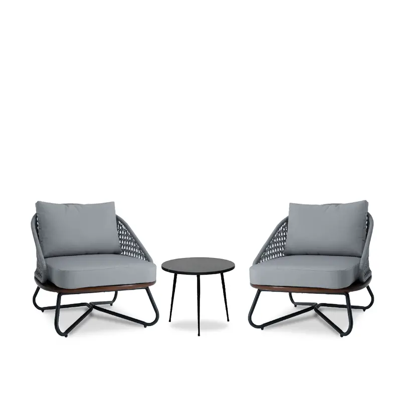 Aluminum and Solid Wood 2-Piece Lounge Set