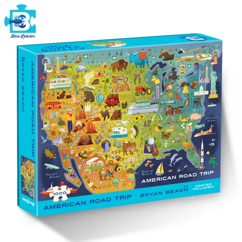 American Road Trip 1000-Piece Scenic Puzzle Featuring Classic Vehicles #BL2008