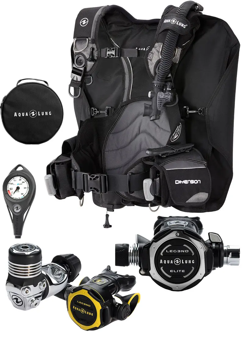 Aqua Lung Dimension & Legend Elite Yoke-Style Scuba Regulator Set