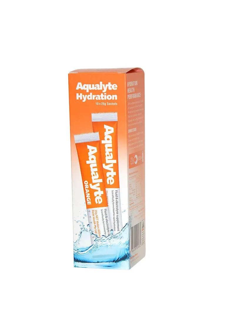 Aqualyte Orange Electrolyte Hydration Sachets – 10-Pack (25g Each)