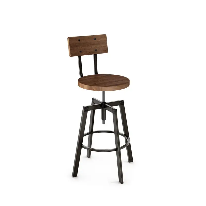 Architect 40263 Wooden Seat Barstool – Industrial-Chic Steel Frame & Natural Wood Top