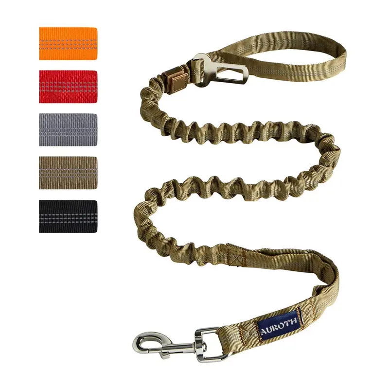 Auroth 4.5-Foot Heavy-Duty Bungee Dog Leash – Tactical Training Leash in Army Yellow