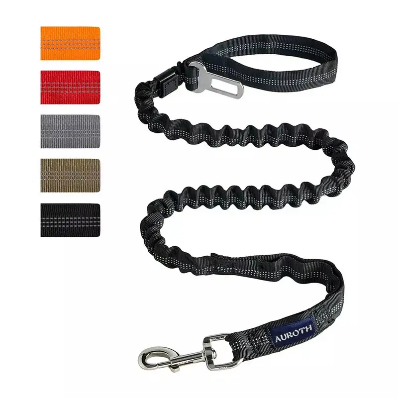 Auroth Heavy-Duty 4.5-Foot Bungee Dog Leash – Black Tactical Training Leash