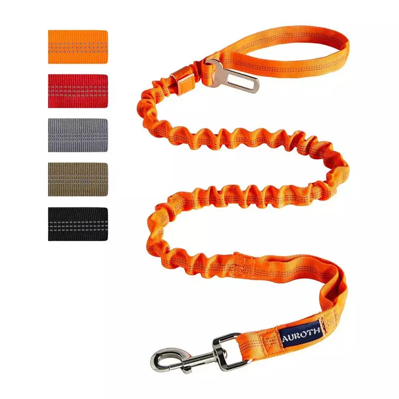 Auroth Heavy-Duty 4.5-Foot Bungee Dog Leash – Orange Tactical Training Leash
