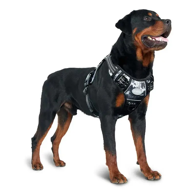 Auroth Tactical Dog Harness – Black Ink No-Pull Vest with Front Leash Clip & Handle