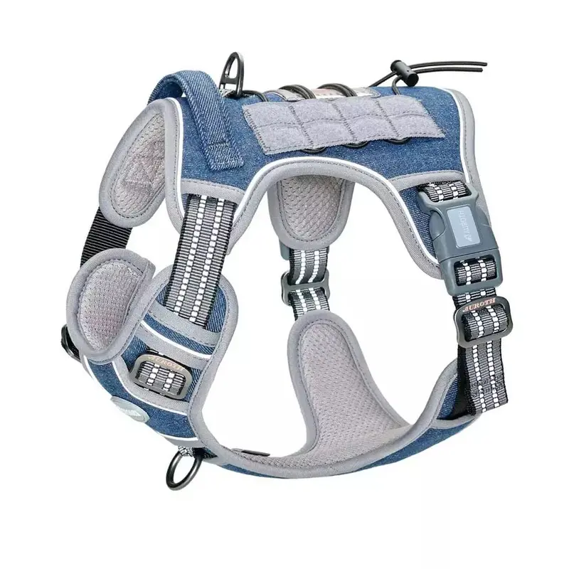 Auroth Tactical Dog Harness – Denim-Style No-Pull Vest with Front Leash Clip & Handle