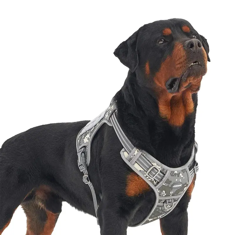 Auroth Tactical Dog Harness – Gray Camo No-Pull Vest with Front Leash Clip & Handle