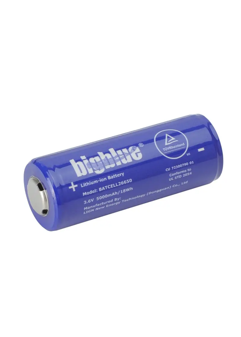 BigBlue 26650 Lithium-Ion Rechargeable Battery Cell – High-Capacity Power Source