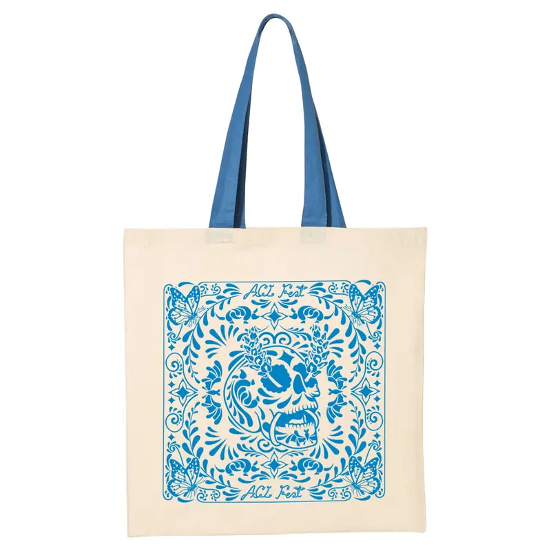 Bluebonnet Skull Canvas Tote Bag – Stylish & Spacious