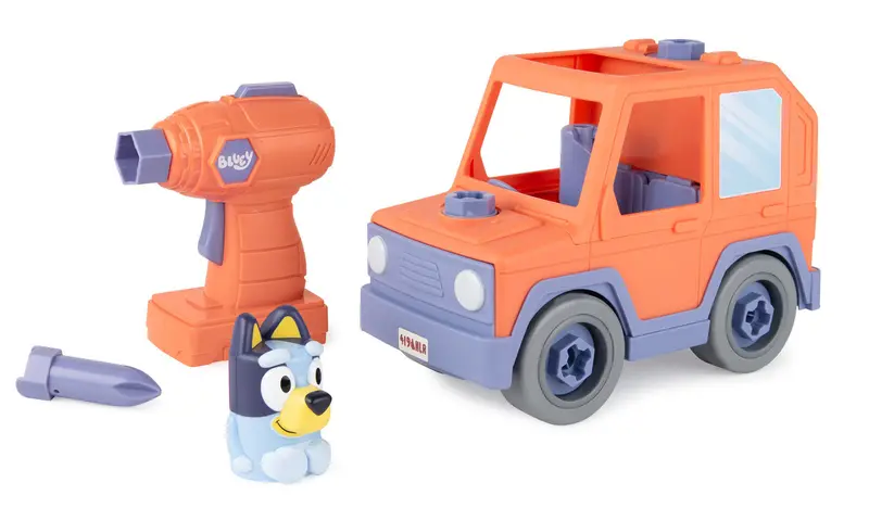 Bluey Build-A-Buddy Motorized Car and Drill Playset for Kids
