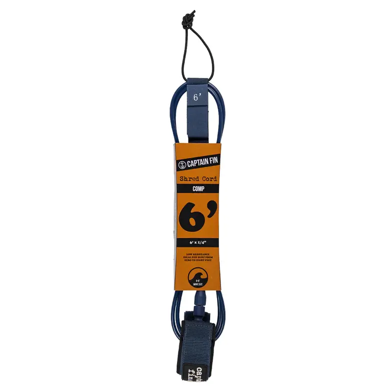 Captain Fin Co Shred Cord Leash – 6ft Competition Length, Navy