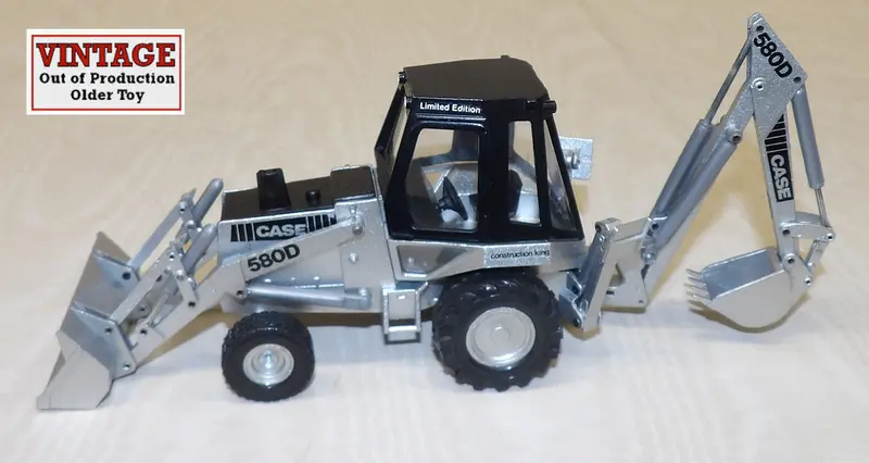 Case 580D Backhoe Loader Silver Limited Edition – 1/35 Scale, No Box, As-Is #C2931S
