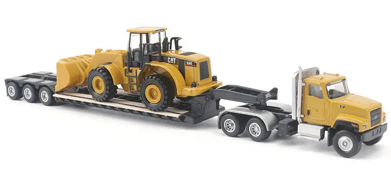 Cat CT681 Day Cab Tractor with Lowboy Trailer & 950G Wheel Loader – 1:87 Scale Model