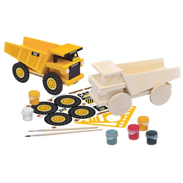 CAT Dump Truck Wooden Painting Kit #21717 – DIY Craft Project for Young Builders