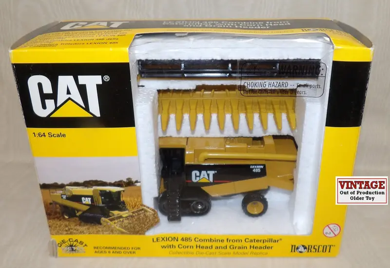 Cat Lexion 485 Combine (1:64) – Corn & Grain Heads, Pre-Owned Farm Toy, Sold As-Is